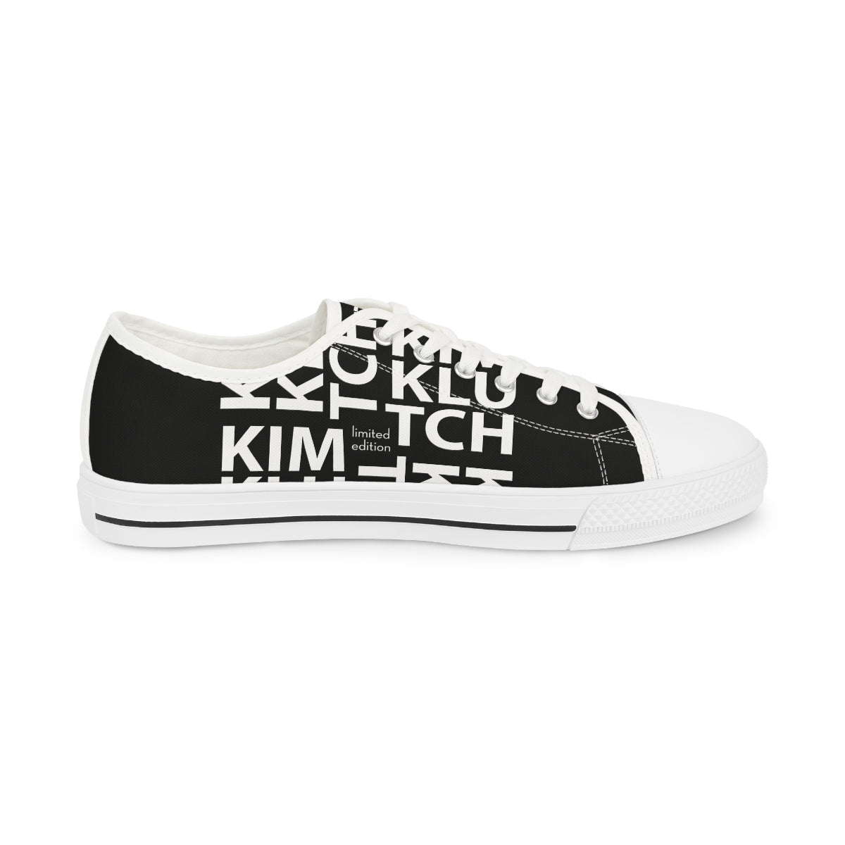 Kim Klutch B&W Overprint Men's Low Top Sneakers