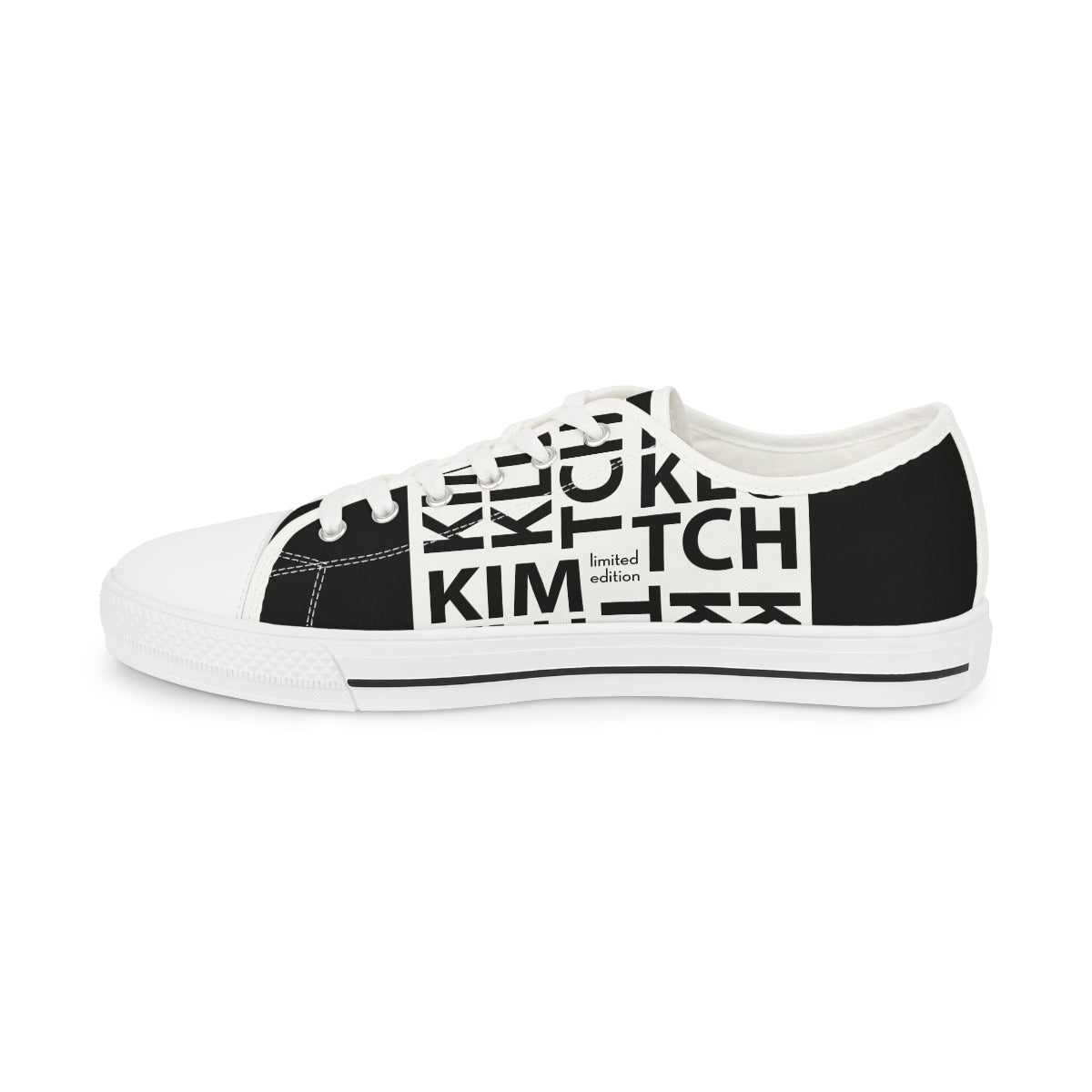 Kim Klutch B&W Overprint Men's Low Top Sneakers