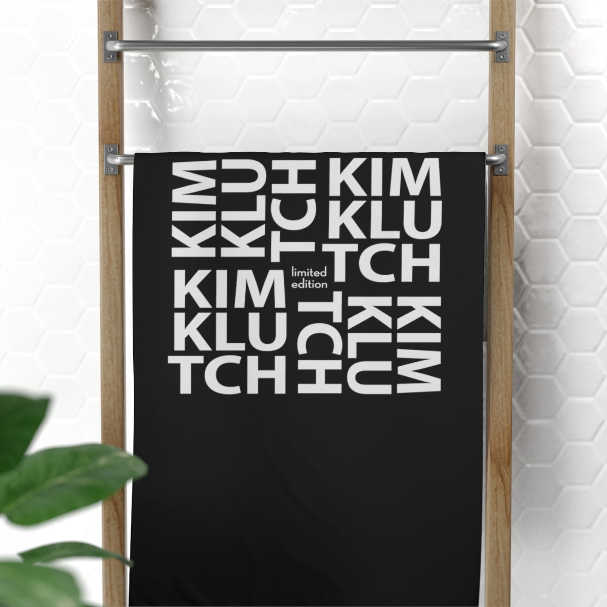 Kim Klutch Black Designer Beach Towel, 30x60