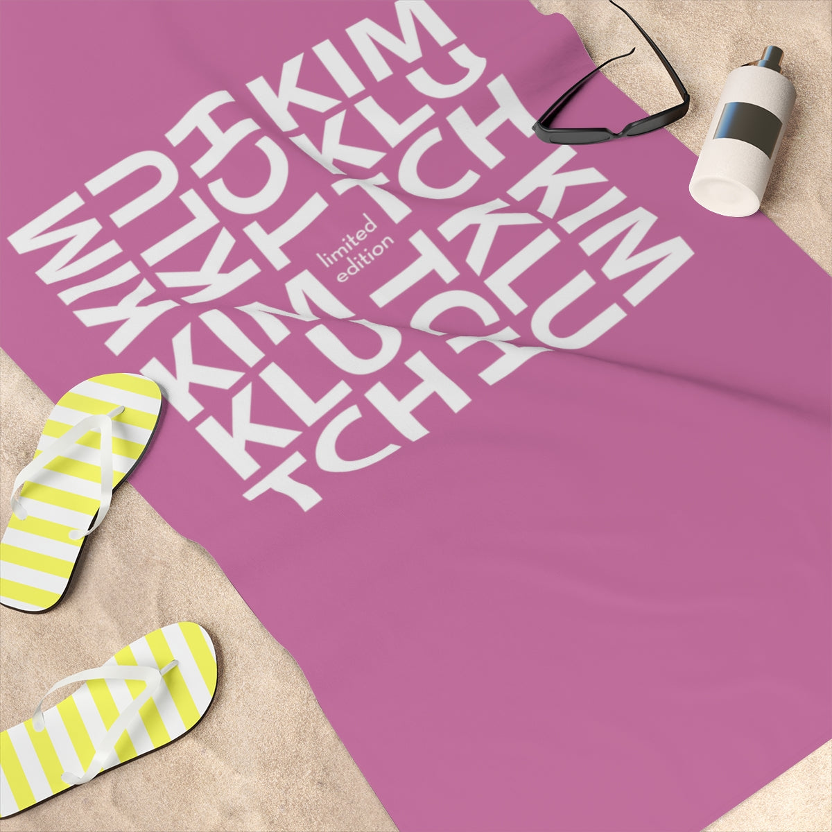 Kim Klutch Pink Designer Beach Towel, 30x60