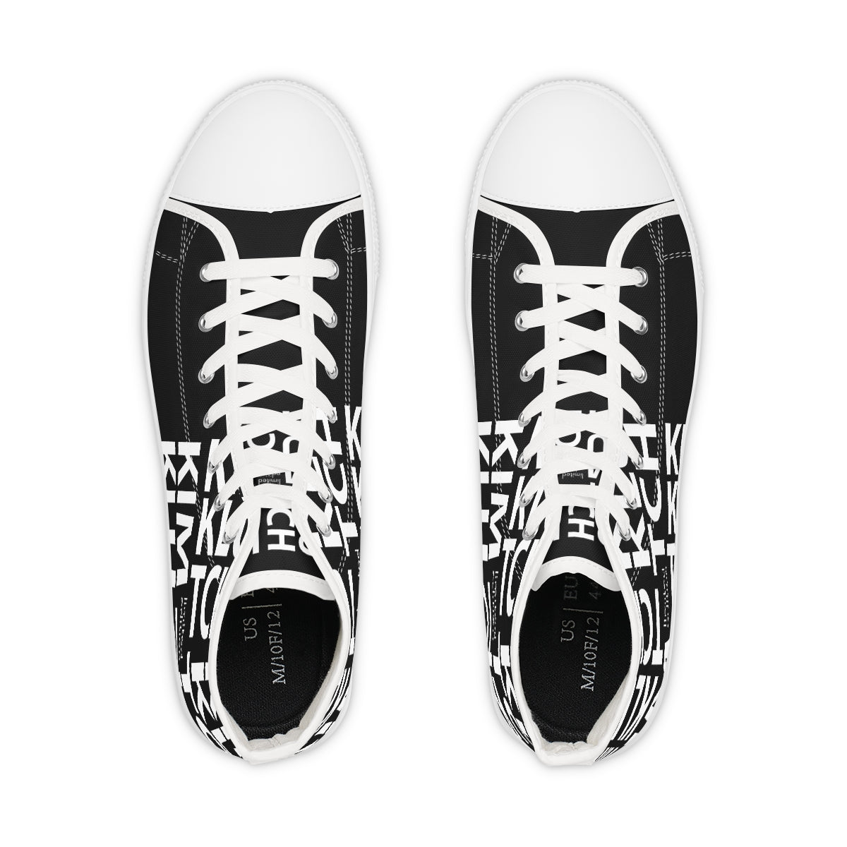 Kim Klutch B&W Overprint Men's High Top Sneakers