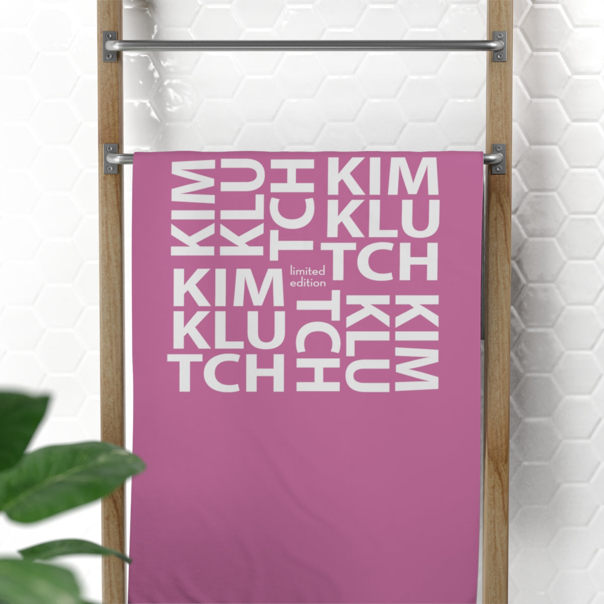 Kim Klutch Pink Designer Beach Towel, 30x60