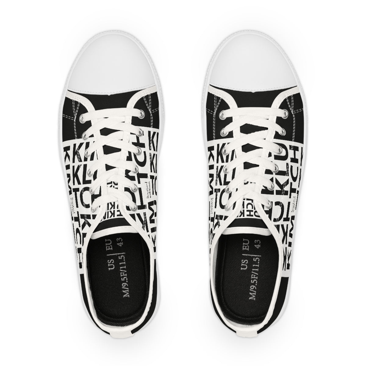 Kim Klutch B&W Overprint Men's Low Top Sneakers