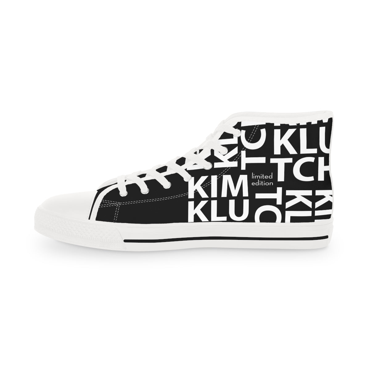 Kim Klutch B&W Overprint Men's High Top Sneakers