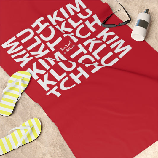 Kim Klutch Red Designer Beach Towel, 30x60