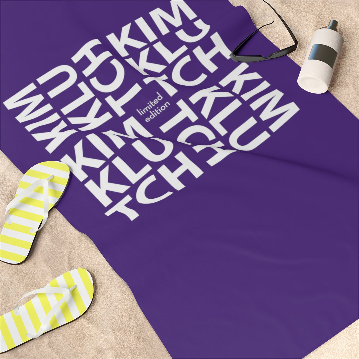 Kim Klutch Purple Designer Beach Towel, 30x60