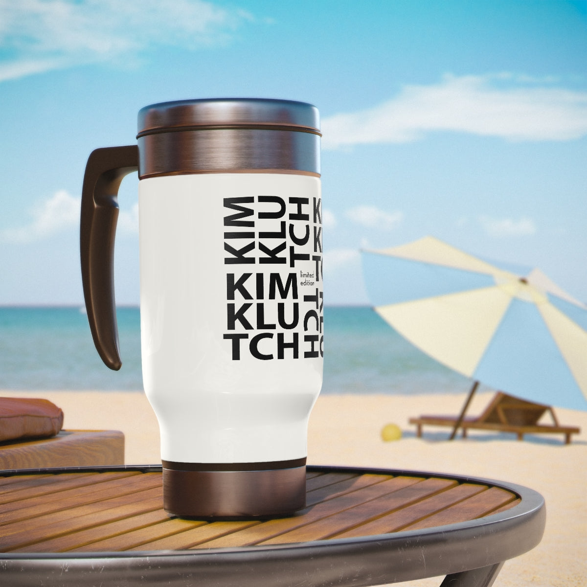 Kim Klutch Stainless Steel Travel Mug with Handle, 14oz