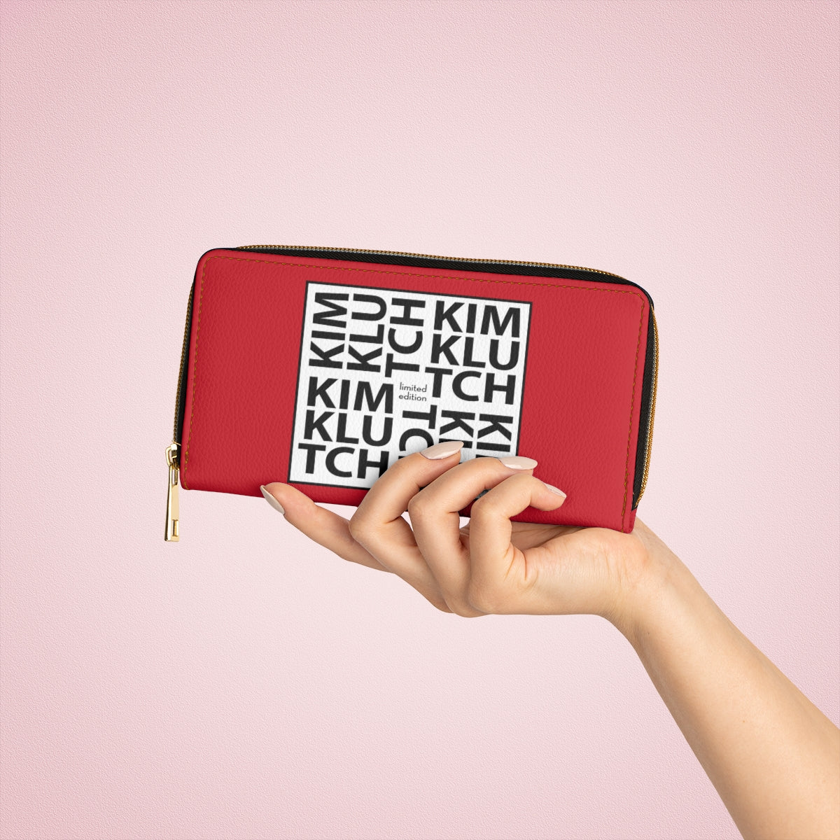 Red Kim Klutch Zipper Wallet