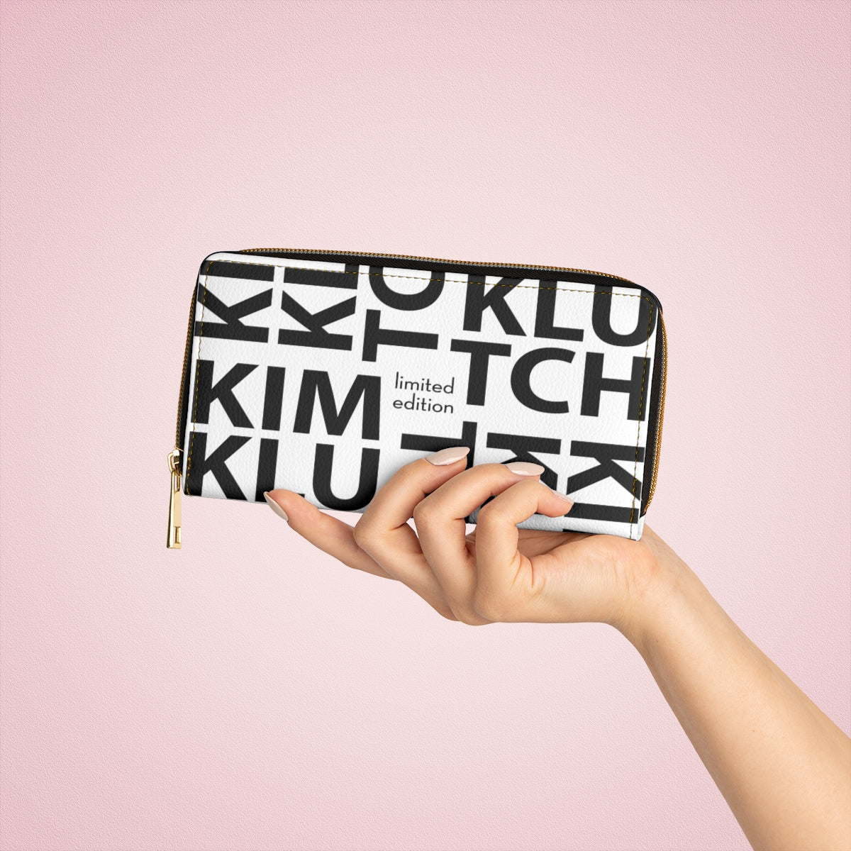 White Kim Klutch Overprint Zipper Wallet