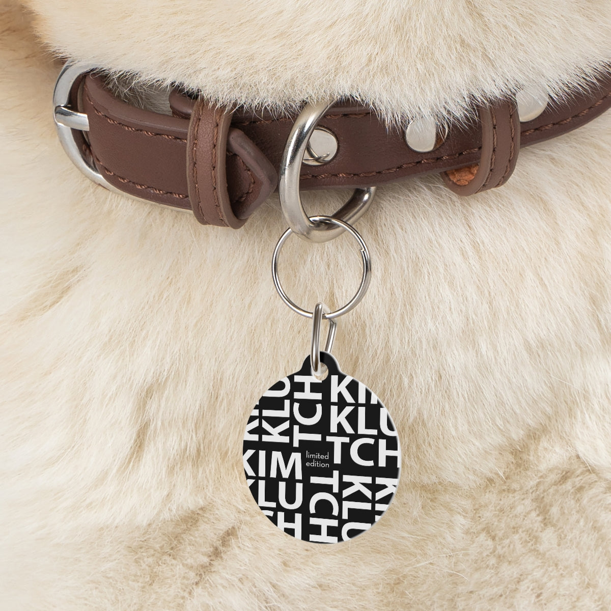 Kim Klutch Black Overprint Designer Pet Tag