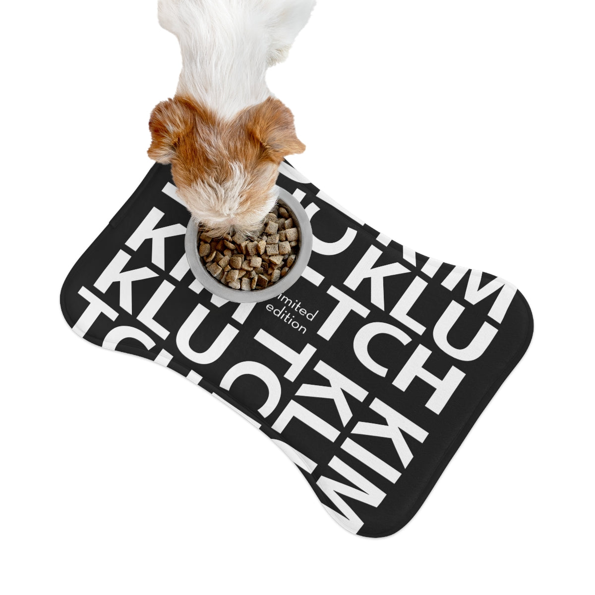 Kim Klutch Black Overprint Pet Feeding Mat