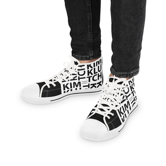 Kim Klutch B&W Overprint Men's High Top Sneakers