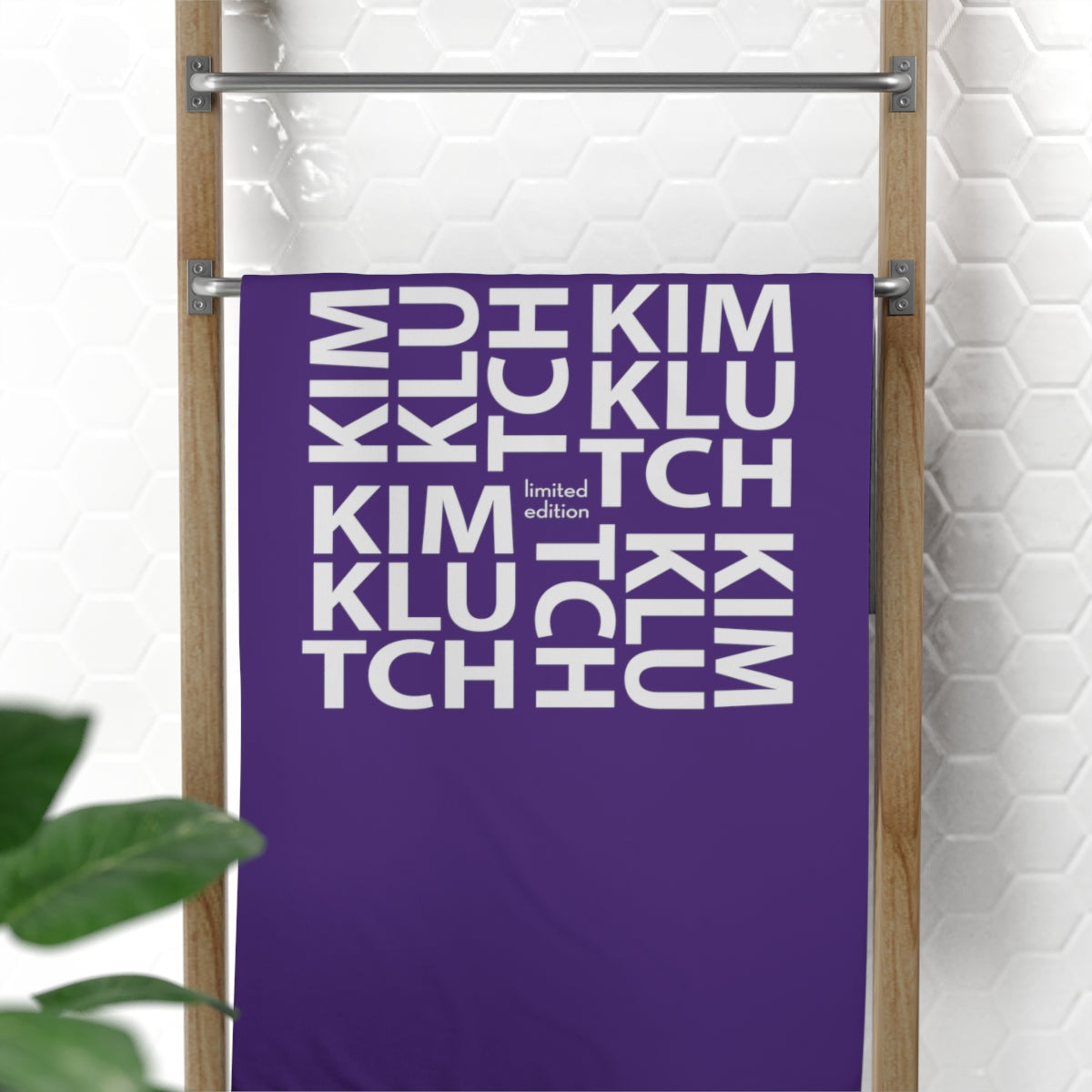 Kim Klutch Purple Designer Beach Towel, 30x60