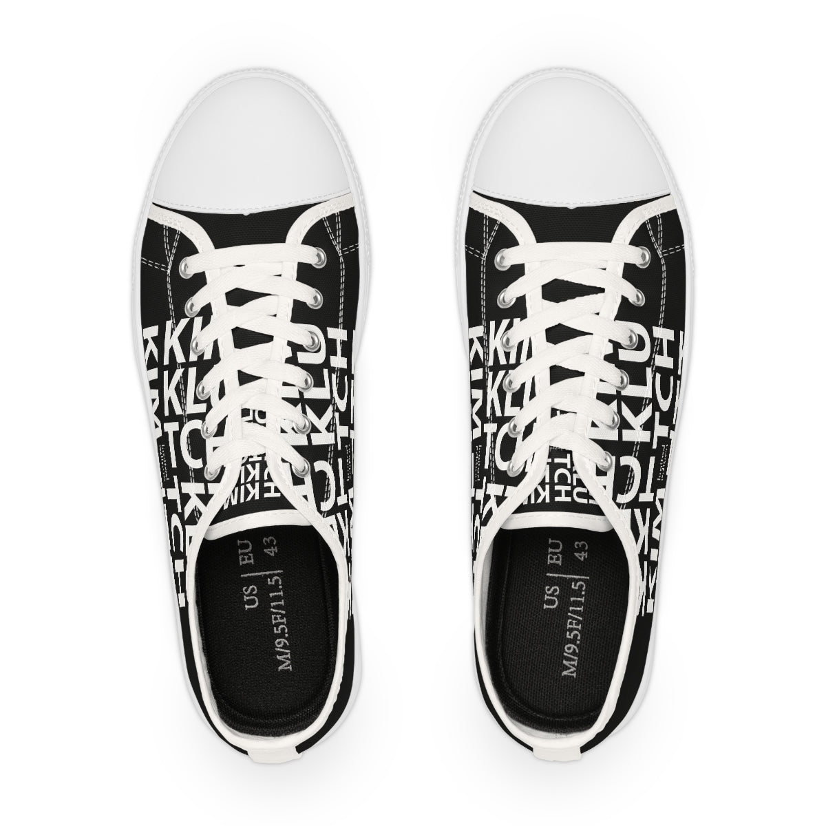 Kim Klutch B&W Overprint Men's Low Top Sneakers