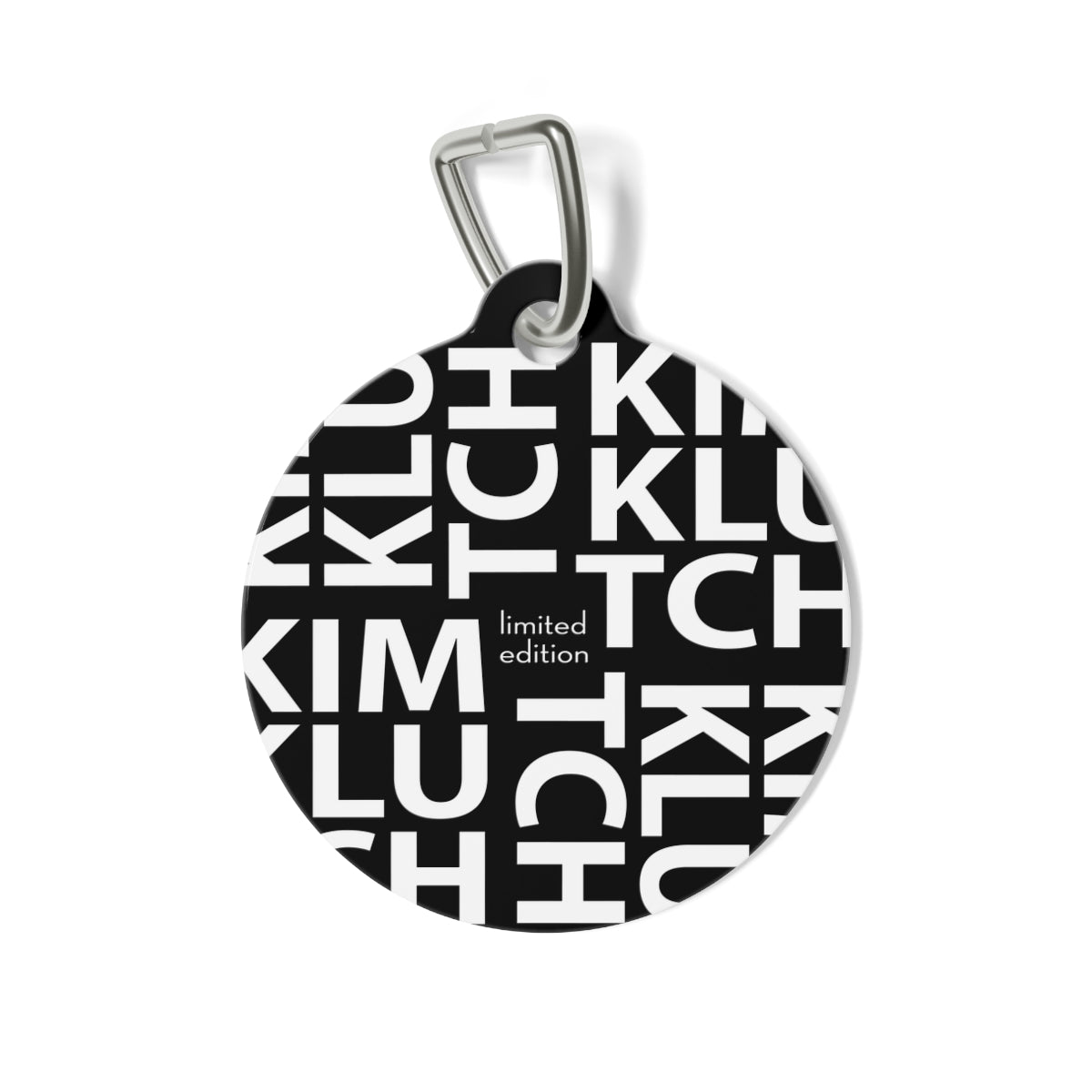 Kim Klutch Black Overprint Designer Pet Tag