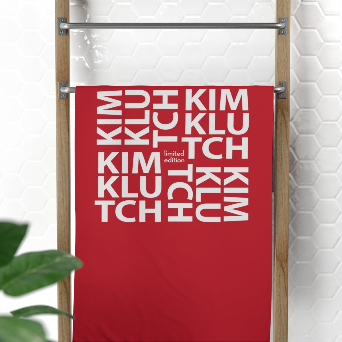 Kim Klutch Red Designer Beach Towel, 30x60