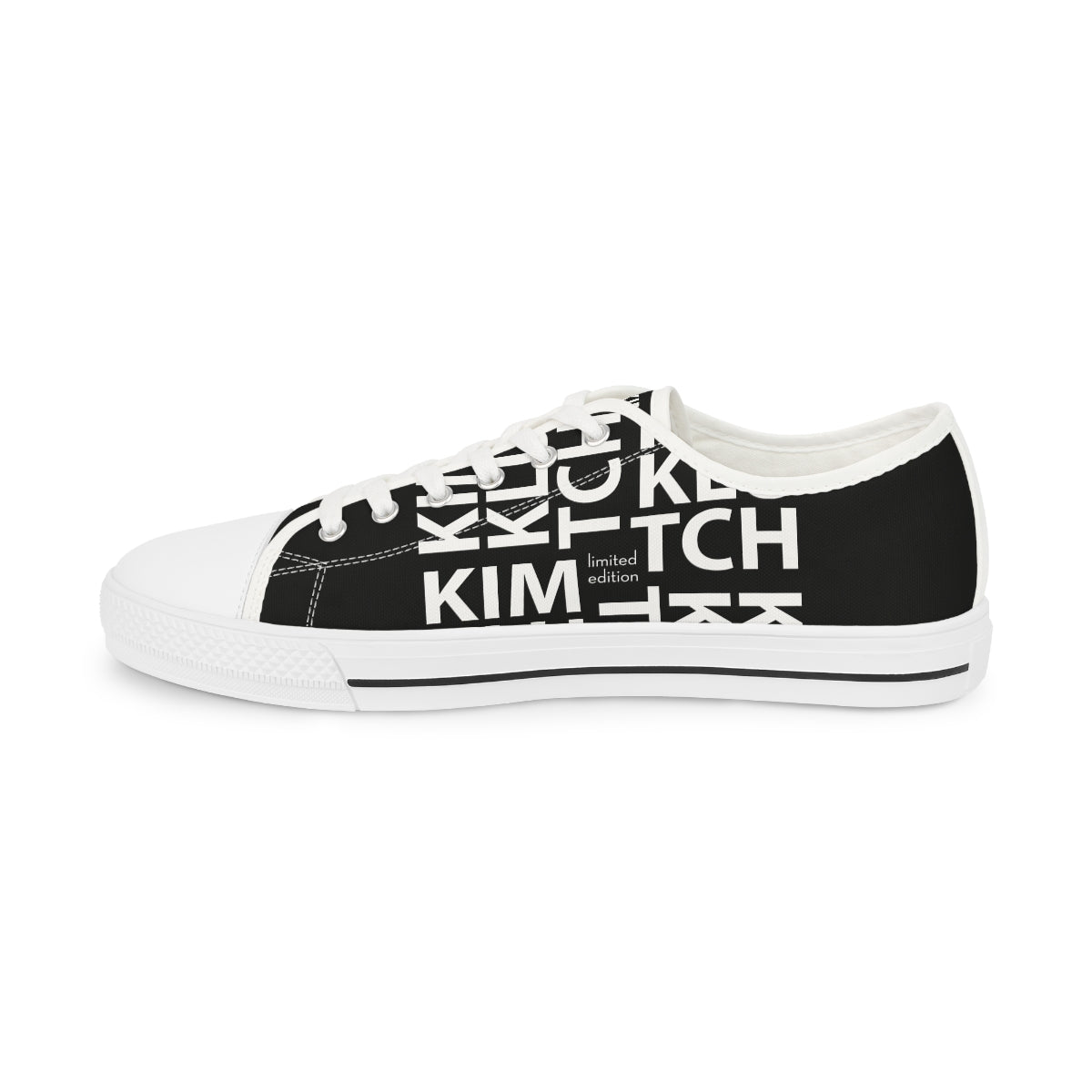 Kim Klutch B&W Overprint Men's Low Top Sneakers