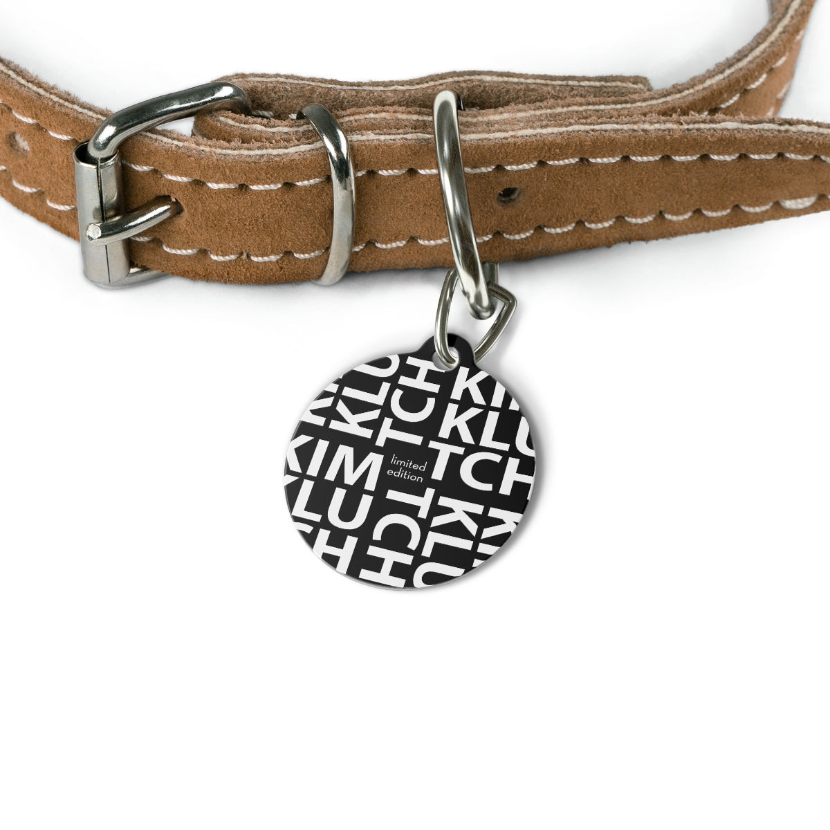 Kim Klutch Black Overprint Designer Pet Tag