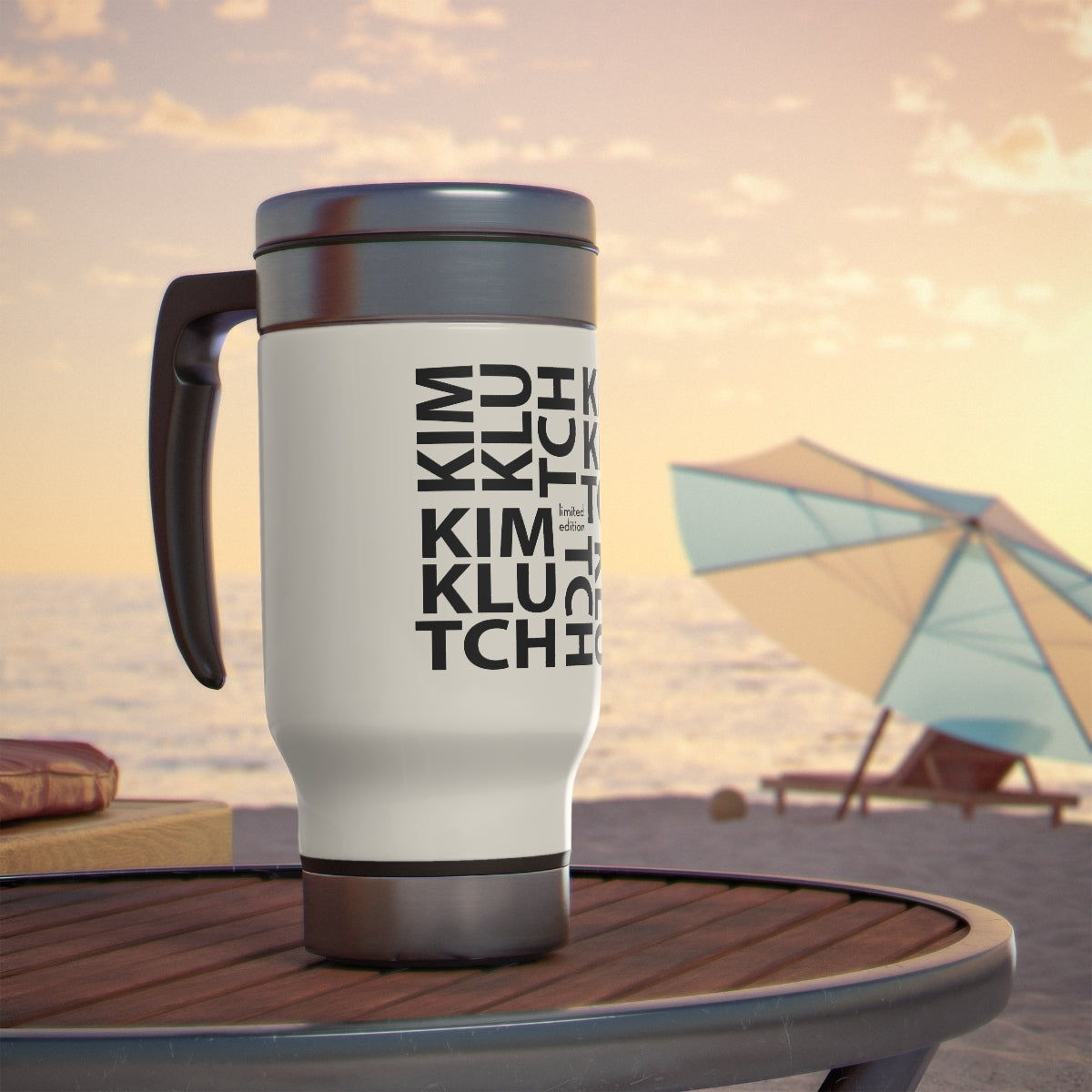 Kim Klutch Stainless Steel Travel Mug with Handle, 14oz