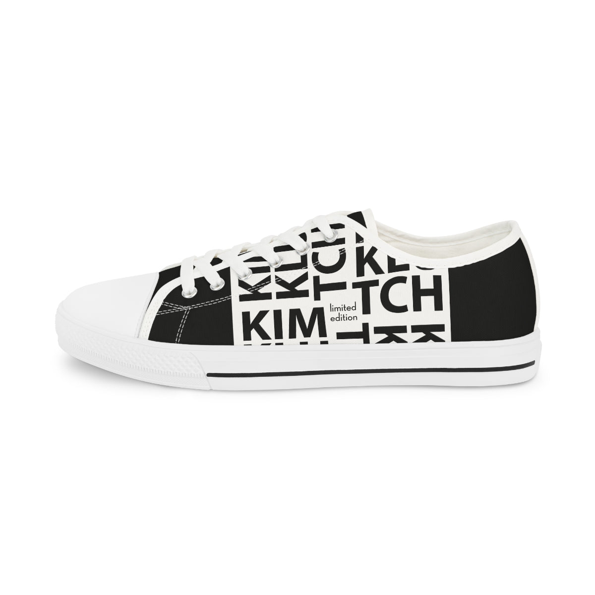 Kim Klutch B&W Overprint Men's Low Top Sneakers