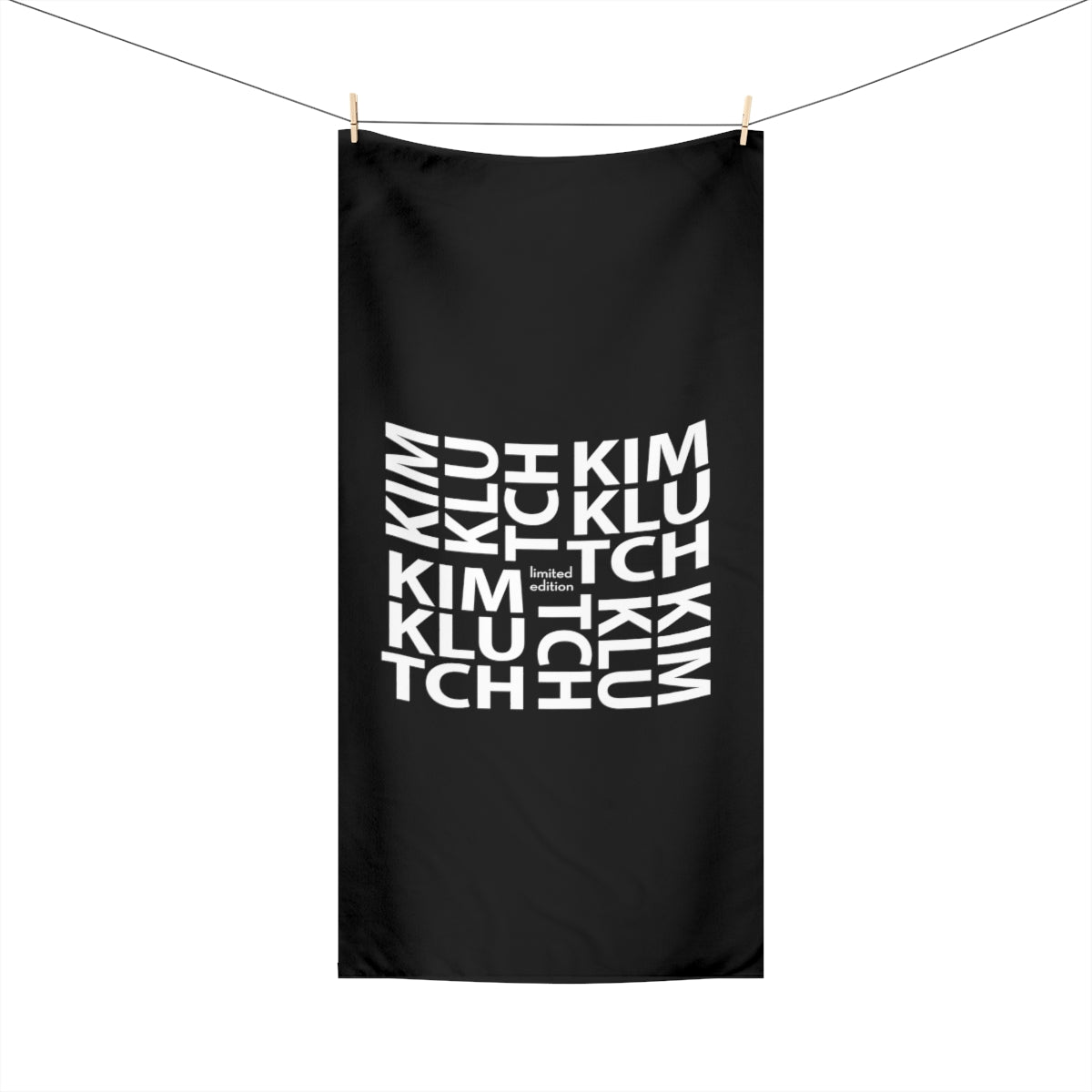 Kim Klutch Black Designer Beach Towel, 30x60