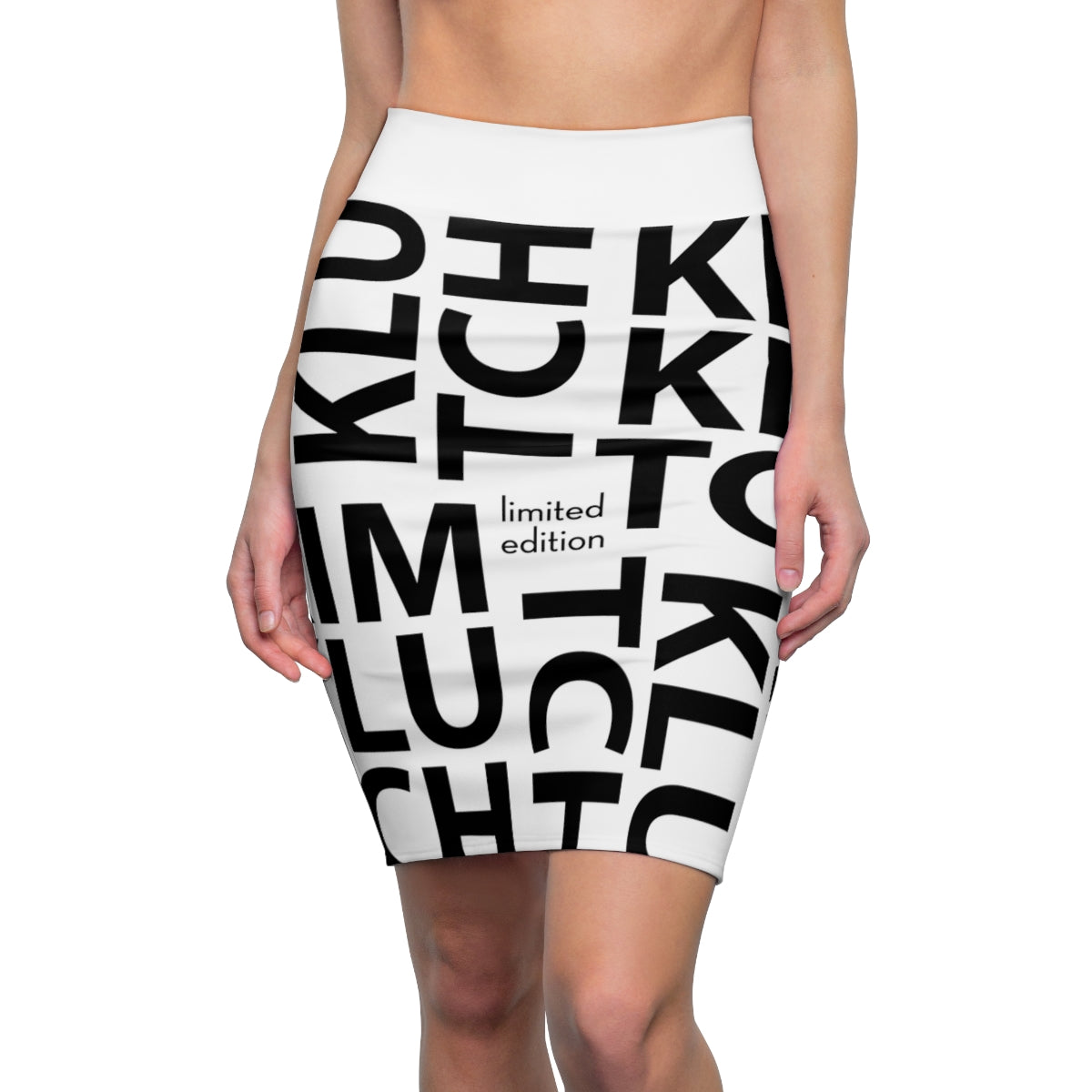 White Kim Klutch Women's Overprint Pencil Skirt