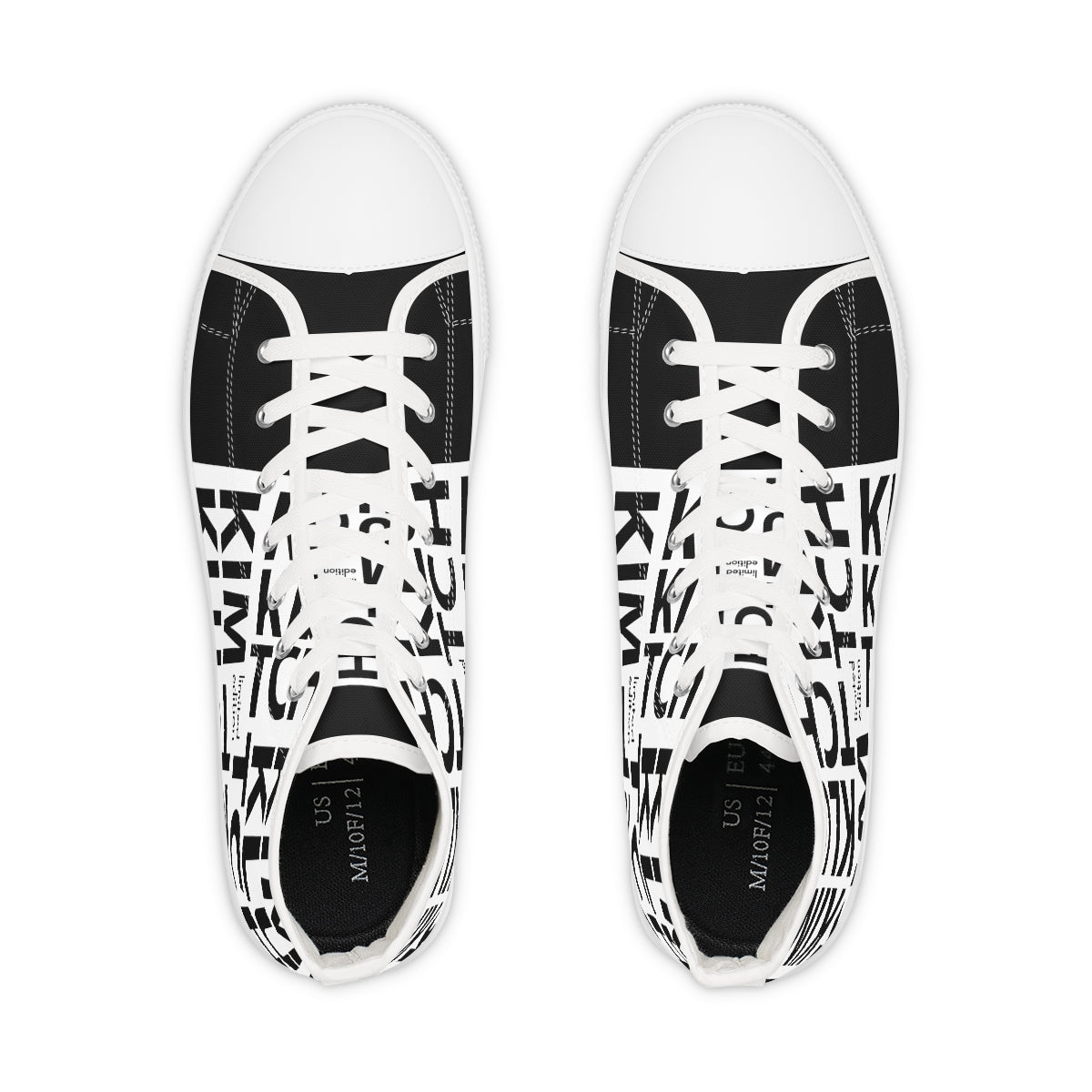 Kim Klutch B&W Overprint Men's High Top Sneakers