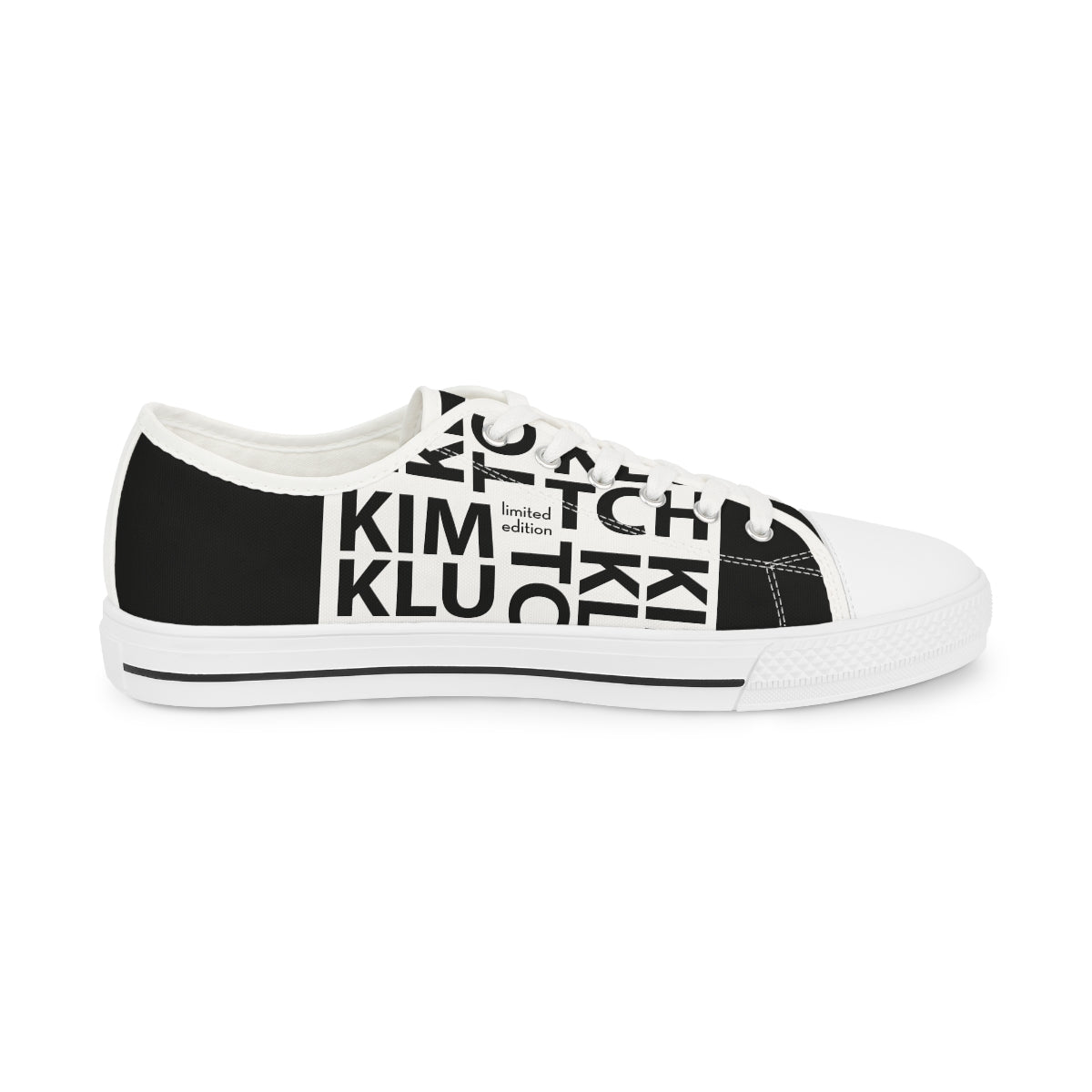 Kim Klutch B&W Overprint Men's Low Top Sneakers