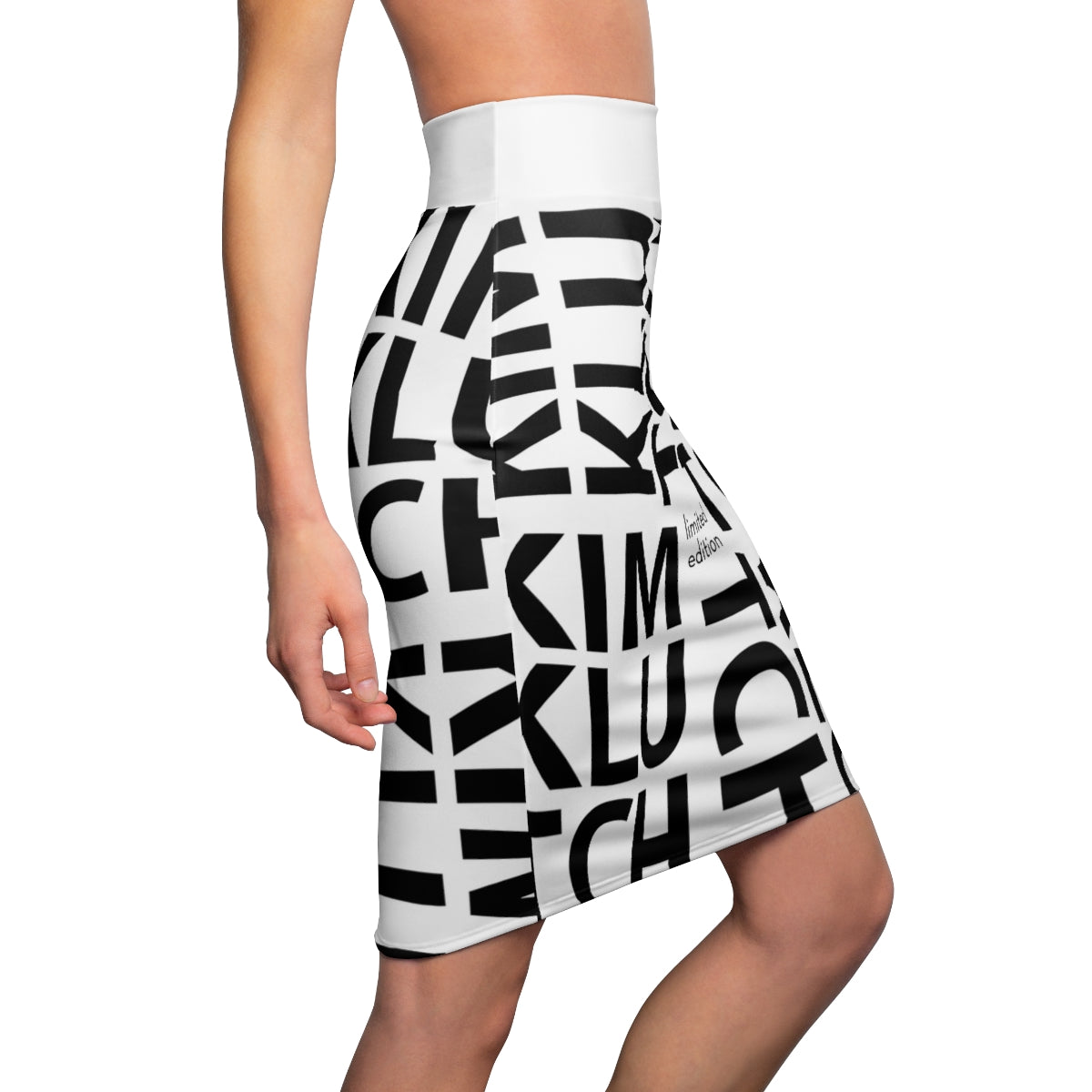 White Kim Klutch Women's Overprint Pencil Skirt