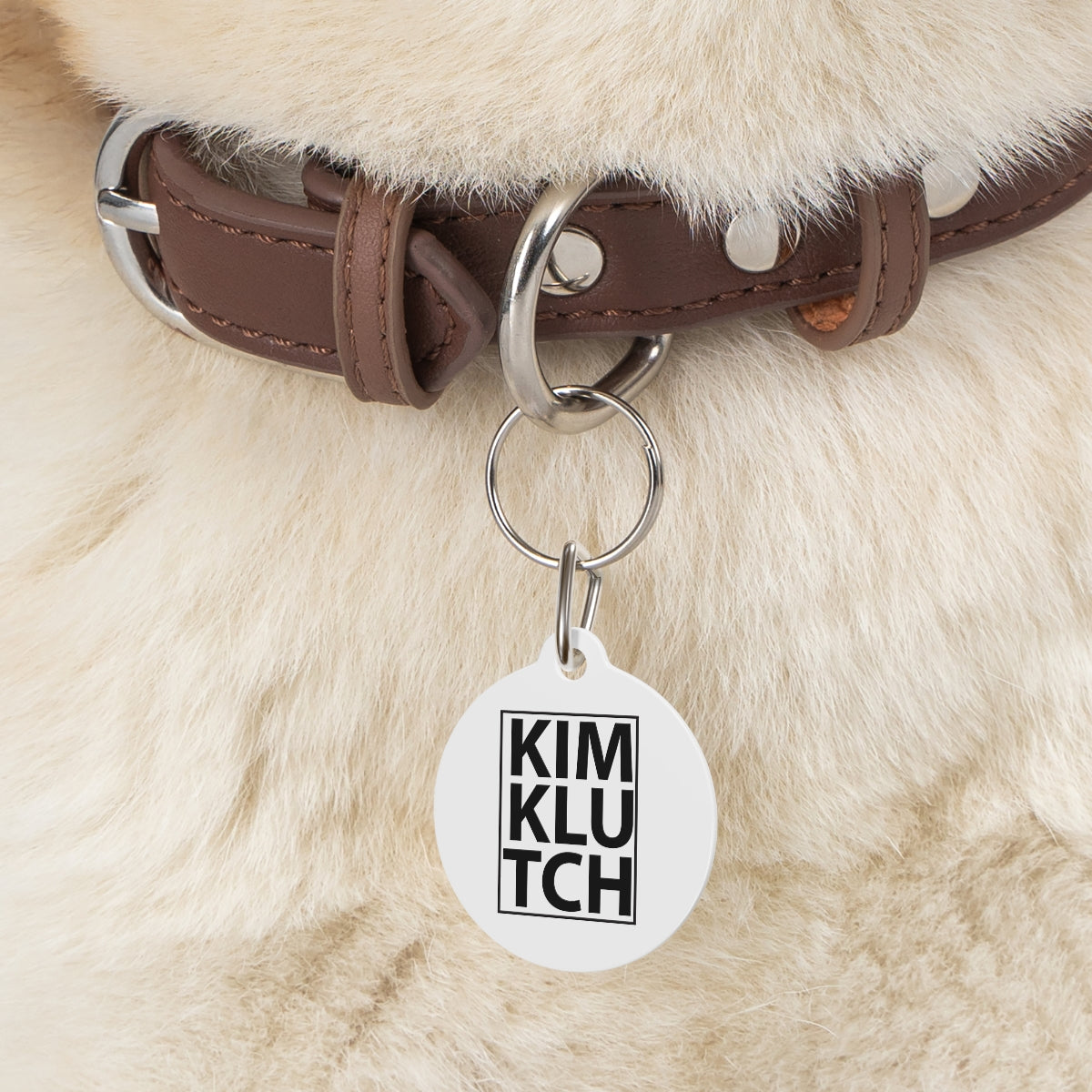 Kim Klutch Classic White Designer Pet Tag